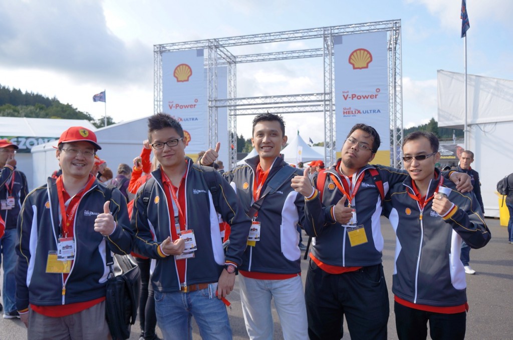 (L-R) Kok Tuck Choon, Low Ken Chin, Mohd Shukri Hadafi, Dr Muhd Yusuf Abdurrahman and Wong Ken Hou enjoying their  first-ever F1 experience in Belgium