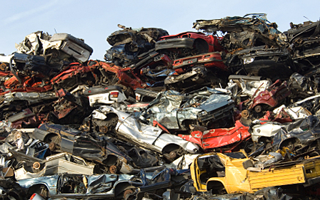 demolished  Cars and scrap metal ready to be shipped - amsterdam