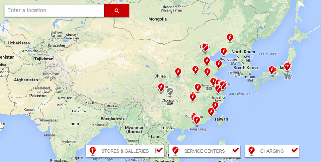 Tesla's footprint in Asia