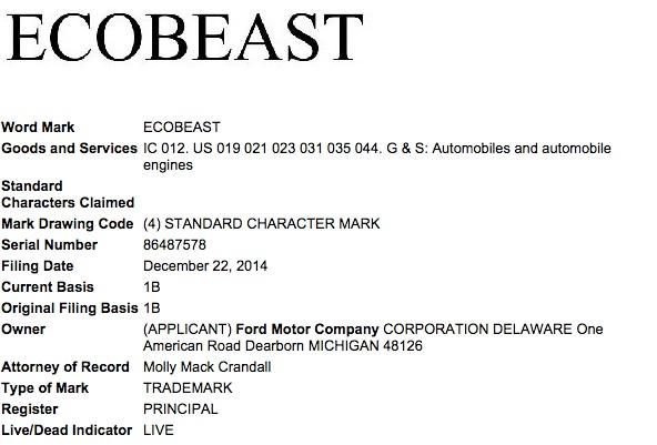 Ford-EcoBeast-trademark-registration