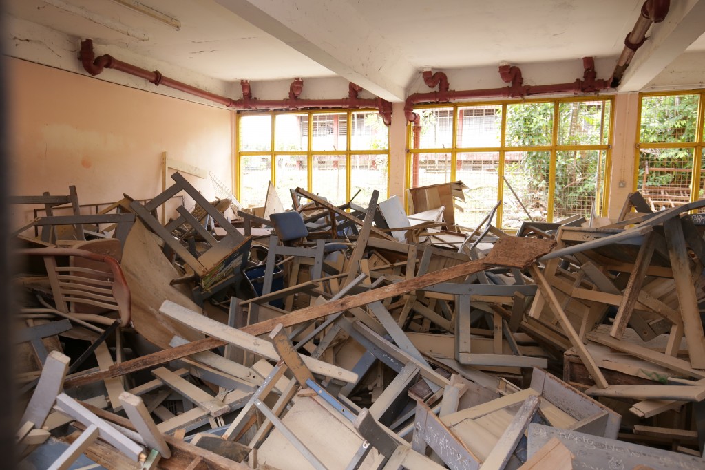 Damaged furniture by the floods