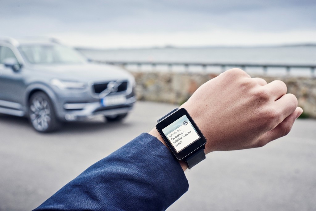 Volvo On Call app in an Android Wear watch