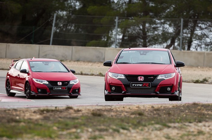 Marc Marquez, Dani Pedrosa, Toni Bou and Tiago Monteiro at the wheel of the new Honda Civic Type R