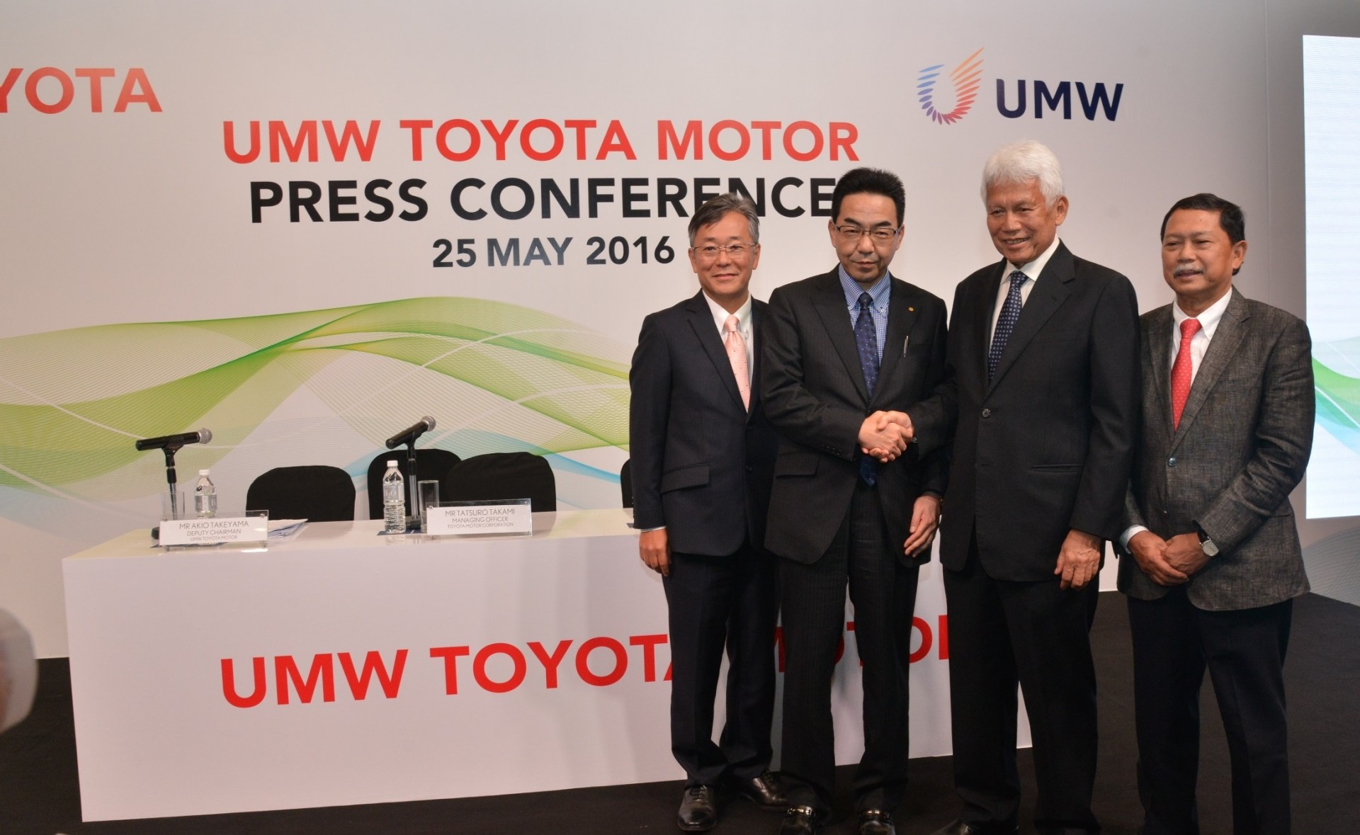 from left_Mr Akio Takeyama, Deputy Chairman, UMWT-Mr Tatsuro Takami, Managing Officer, TMC-Tan Sri Asmat Kamaludin, Chairman, UMW Group & UMWT and Datuk Ismet Suki, President, UMWT